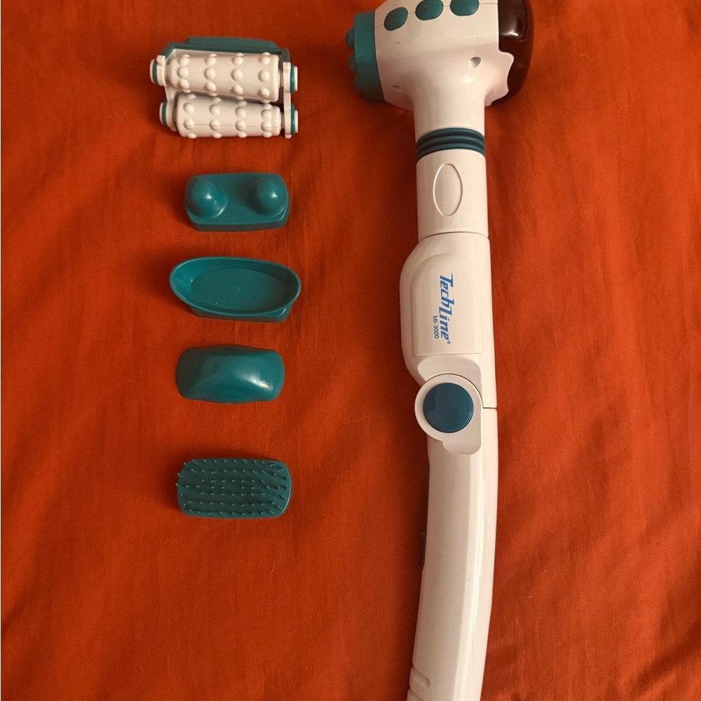 White and Blue Handheld Massager